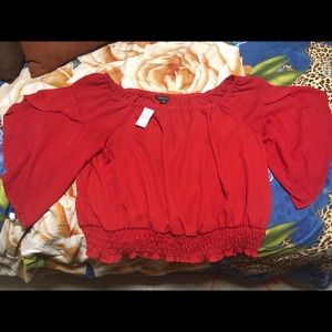 Plus Size Rainbows Red Off The Shoulder Top